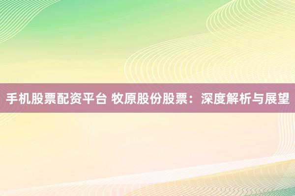 手机股票配资平台 牧原股份股票：深度解析与展望
